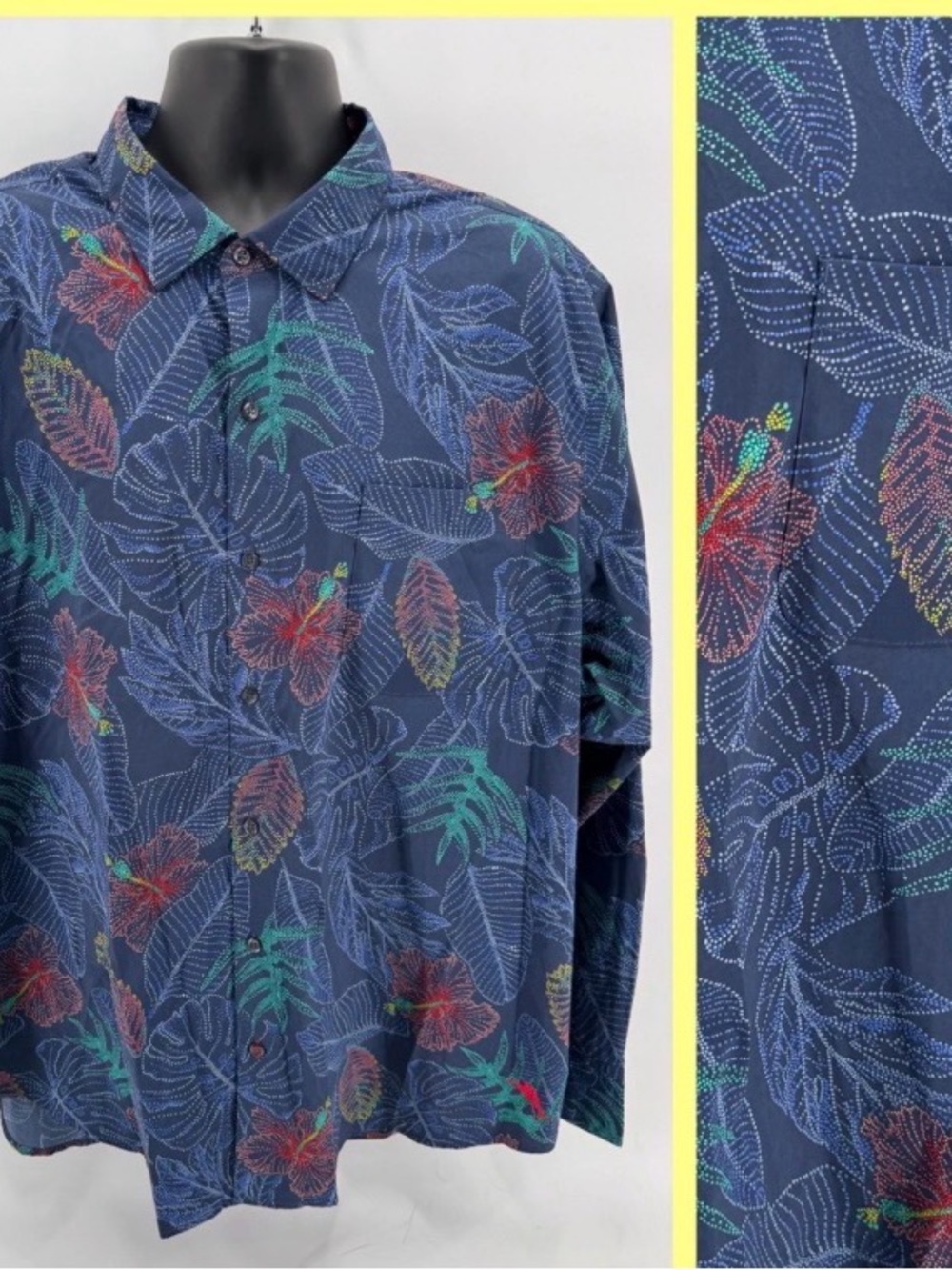 Tommy Bahama Navy Tropical Hibiscus Button-Down Shirt long sleeve